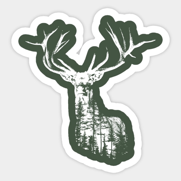 Forest within the Deer White Sticker by 2891 Design